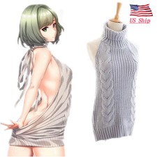 2017 Womens Knitted Sweater Anime Cosplay Backless Virgin Killer Dress Gray One Size For Sale Online Ebay