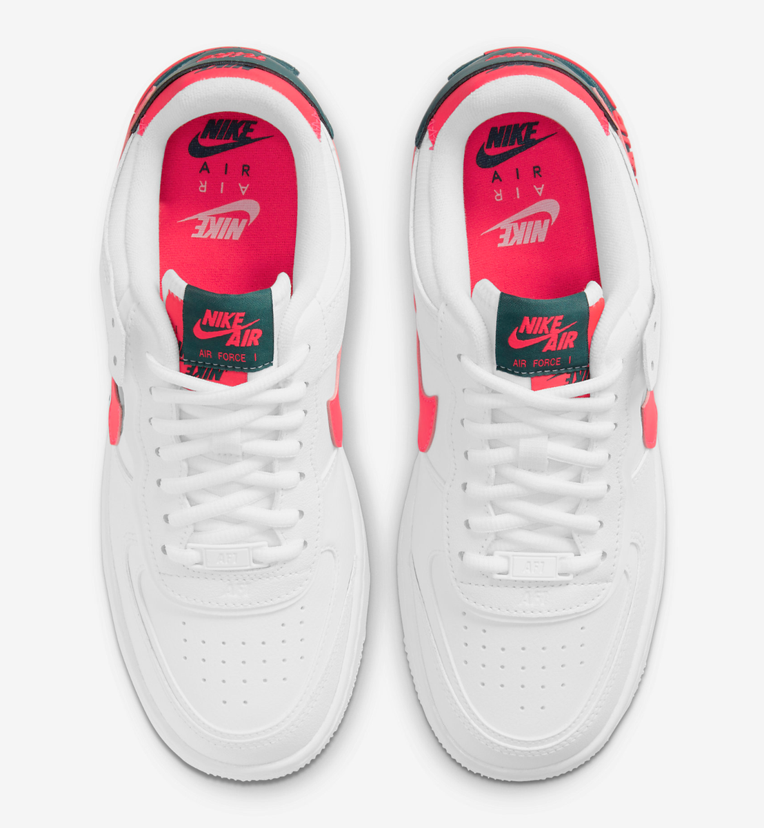 air force 1 shadow trainers white dark teal solar red white