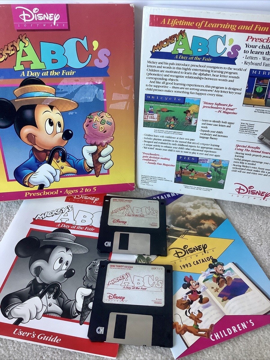 Disney Software Mickey's ABC's A Day at the Fair IBM 3.5
