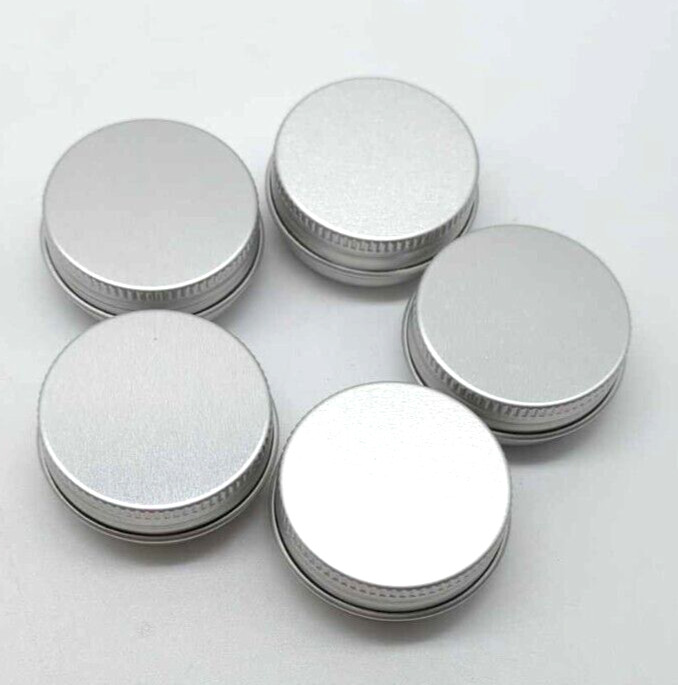 1/2 oz Aluminum Tins With Lined Screw Top Lids Mini Lot 5 Tins NEW