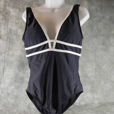 NWT Jantzen Solid Black One-Piece 1PC Bathing Suit JZSS6662 Women's Sizes   S1E1