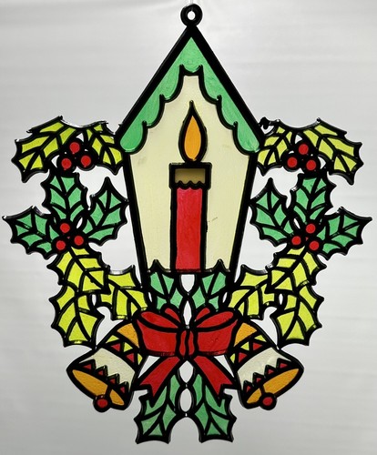 Retro handmade stained glass christmas candle
