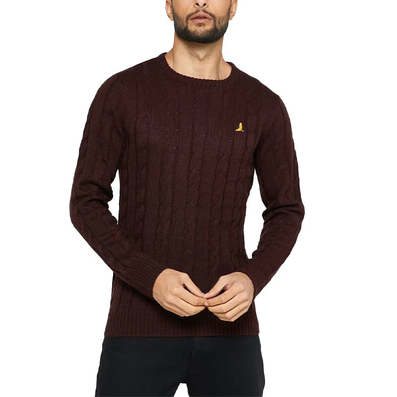 BRAVE SOUL Mens Pullover Jumper Crew Neck Long Sleeve Winter Knitted Cardigan - Image 4 of 4