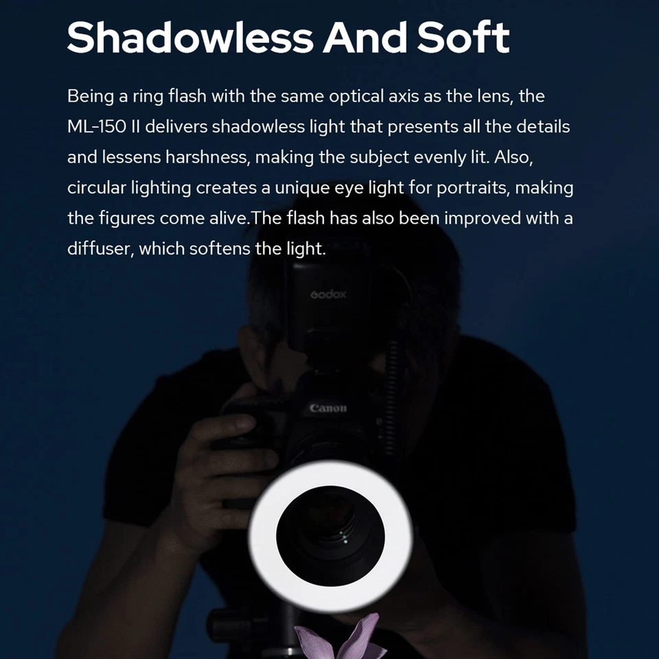 Godox ML-150II LED Macro Ring Flash 5800K±200K for DSLR Cameras Shooting - Image 3 of 4