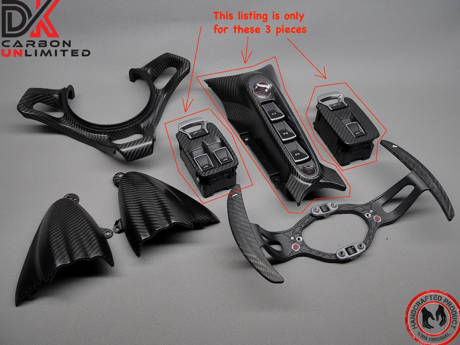 McLaren Artura MSO OEM Interior Satin Finish Carbon Gear & Window Switch Trims