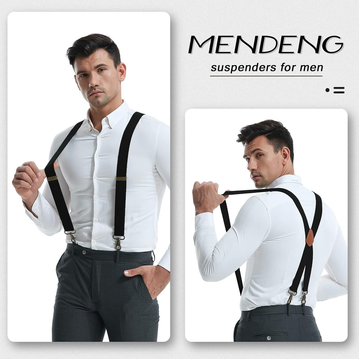 Men's Premium Suspenders - Heavy Duty, Soft & Comfortable with Vintage Hooks image 8