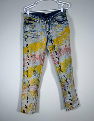 Roca Wear Classic Denim Jeans Women's 9 Colorful Paint Streaks Streetwear