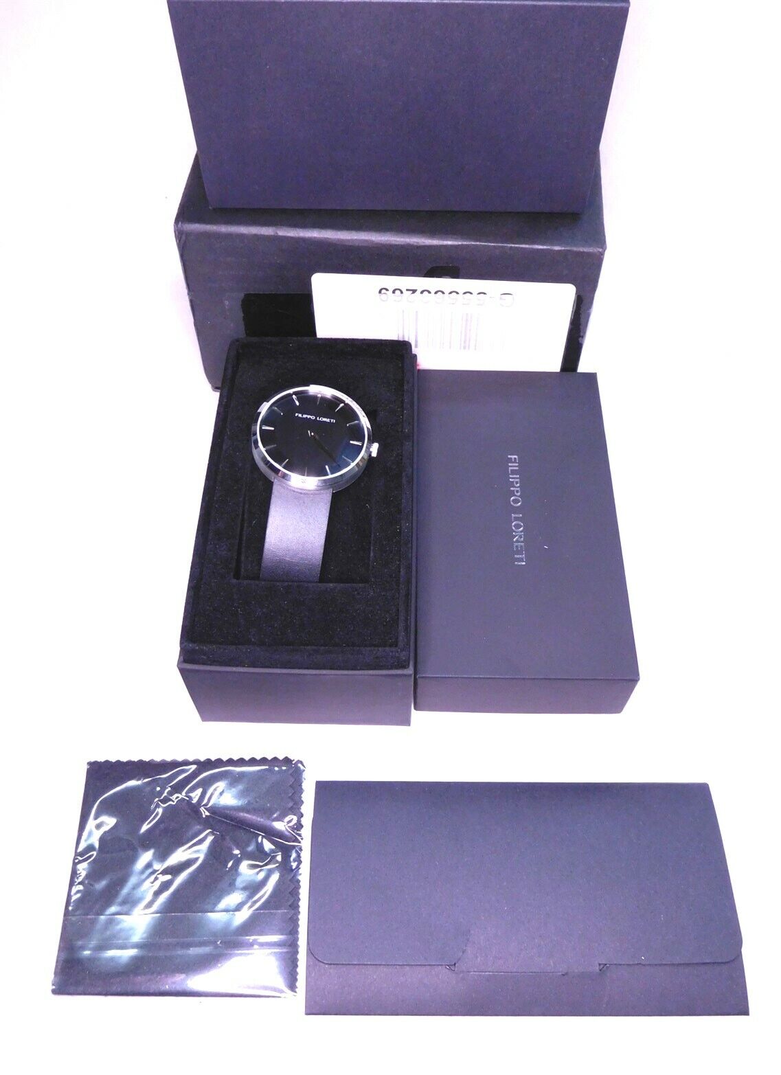 Filippo Loreti Wrist Watch Matte Black Leather Band Essence Edition.