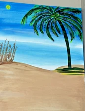 Caribbean Beach Landscape Acrylic Painting On Canvas Handmade Original Art 30x24