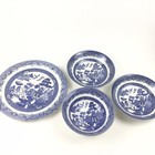 Churchill England Blue Willow 3 Serving Bowls and Round Platter Tray Plates