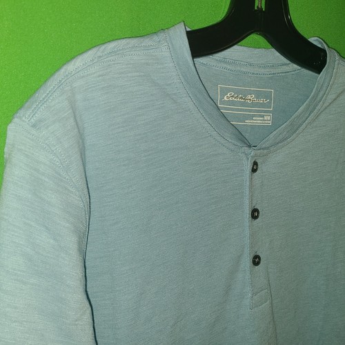 8457) NWOT EDDIE BAUER medium men's henley short sleeve tee t-shirt blue new - Picture 5 of 7