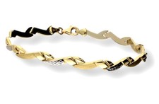 Flaches Goldarmband 585 Gold ARMBAND Gelbgold,-Weißgold 14 Karat Bicolor, 18,5cm