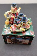 Vtg TMD  1072, 1996 Resin Dollhouse Miniatures,  5pc Snowman Tea Set .   