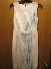 Tahari White Zipper Back Sleeveless Cotton Blend Dress Size 2