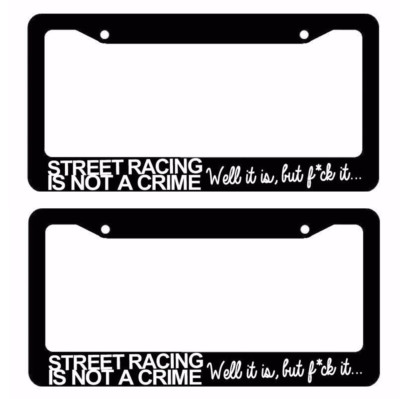 x2 / Two Lot of JDM Racing Drag Drifting Funny Black License Plate Frames MNST