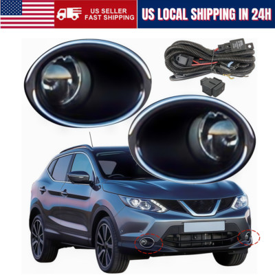 IN US! Front Bumper Fog Lamps Lights Complete Kit for Nissan QASHQAI 2014-2016