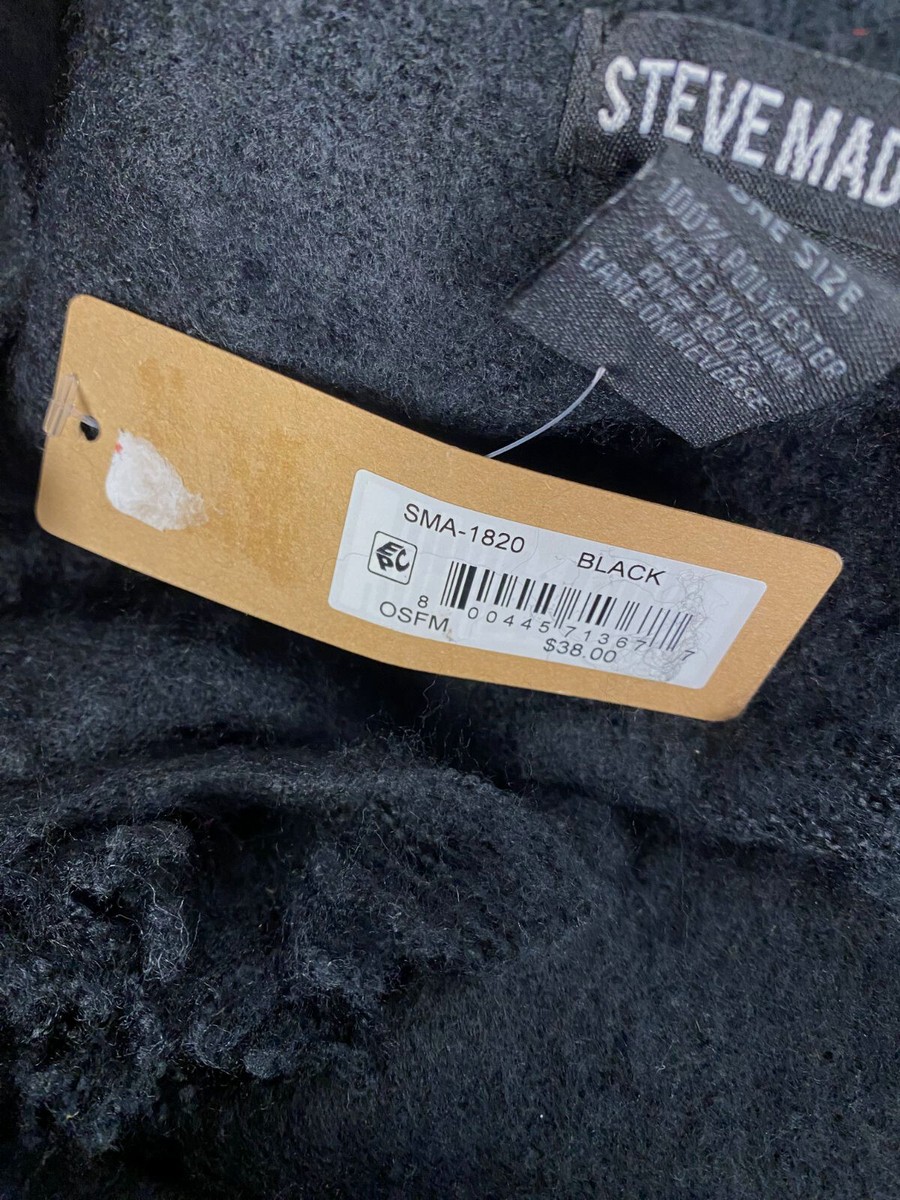 Steve Madden Women Black Solid Woven Blanket Scarf Size One Size