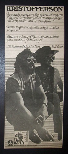 Kris Kristofferson Jesus Was A Capricorn 1973 Poster Type Ad, Promo Advert