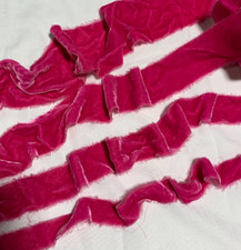 Hand Dyed Pomegranate Pink Silk Velvet Ribbon  4 Widths to choose from 