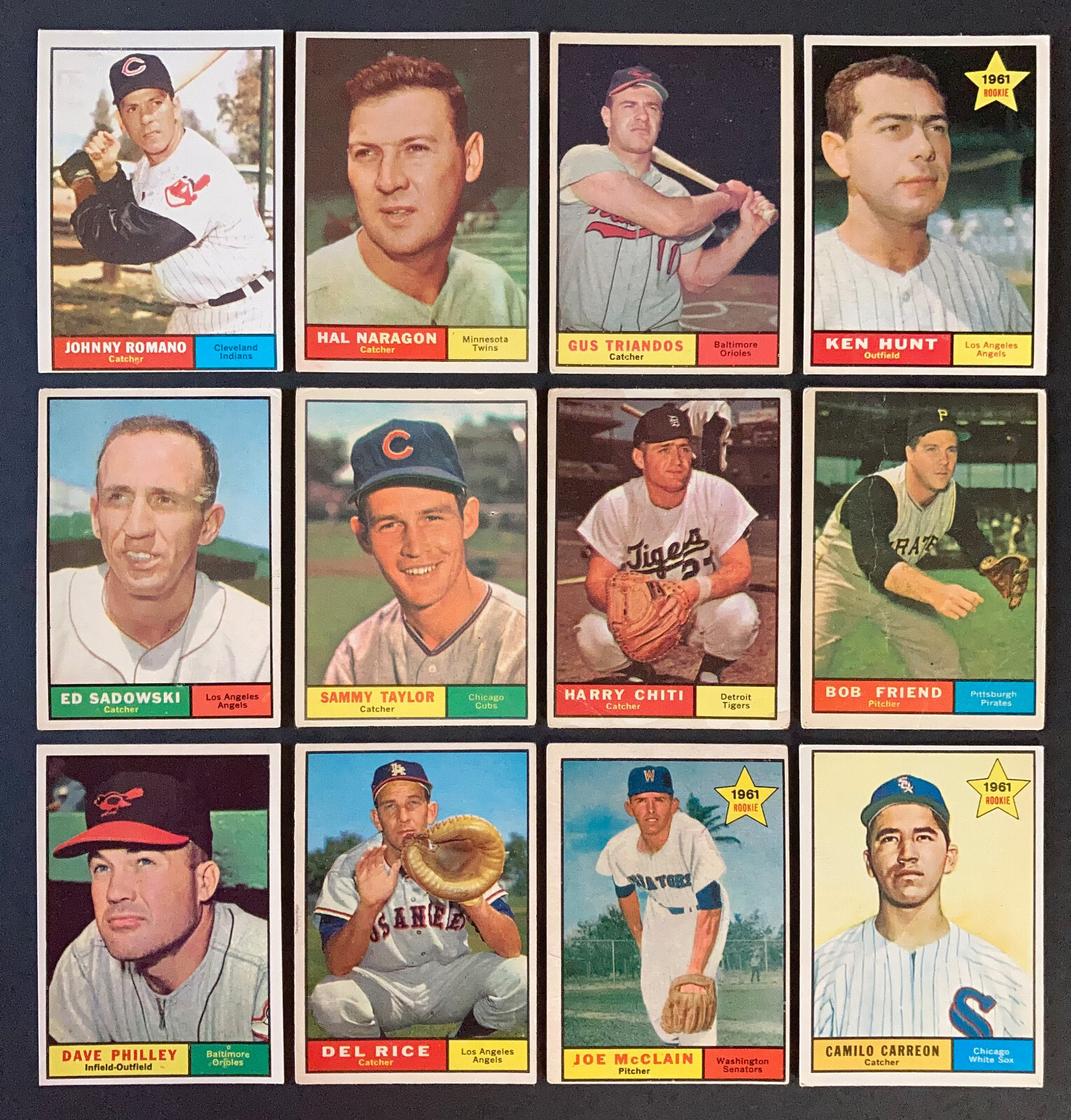 1961 Topps Lot (12 Cards) - Joe McClain RC Bob Friend Gus Triandos *Lower Grade*