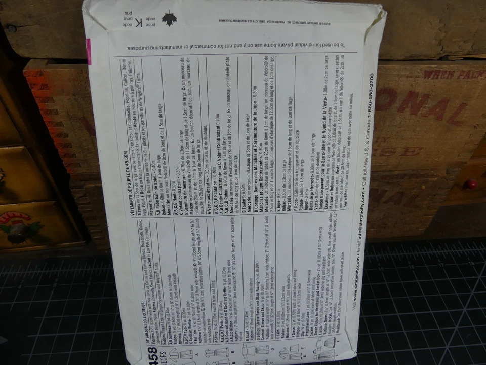 2458 18" Doll Clothes Hat Scarf Sun Dress Top Pants Simplicity Sewing Pattern - Image 2 of 2