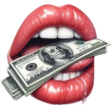 Sexy Lips Sticker 4" Beautiful Woman Drama Love Girl Biting Mouth Dripping Money