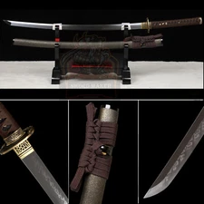 Handmade Japanese Samurai Katana L6 Steel Clay Tempered  Blade Sword Full Tang