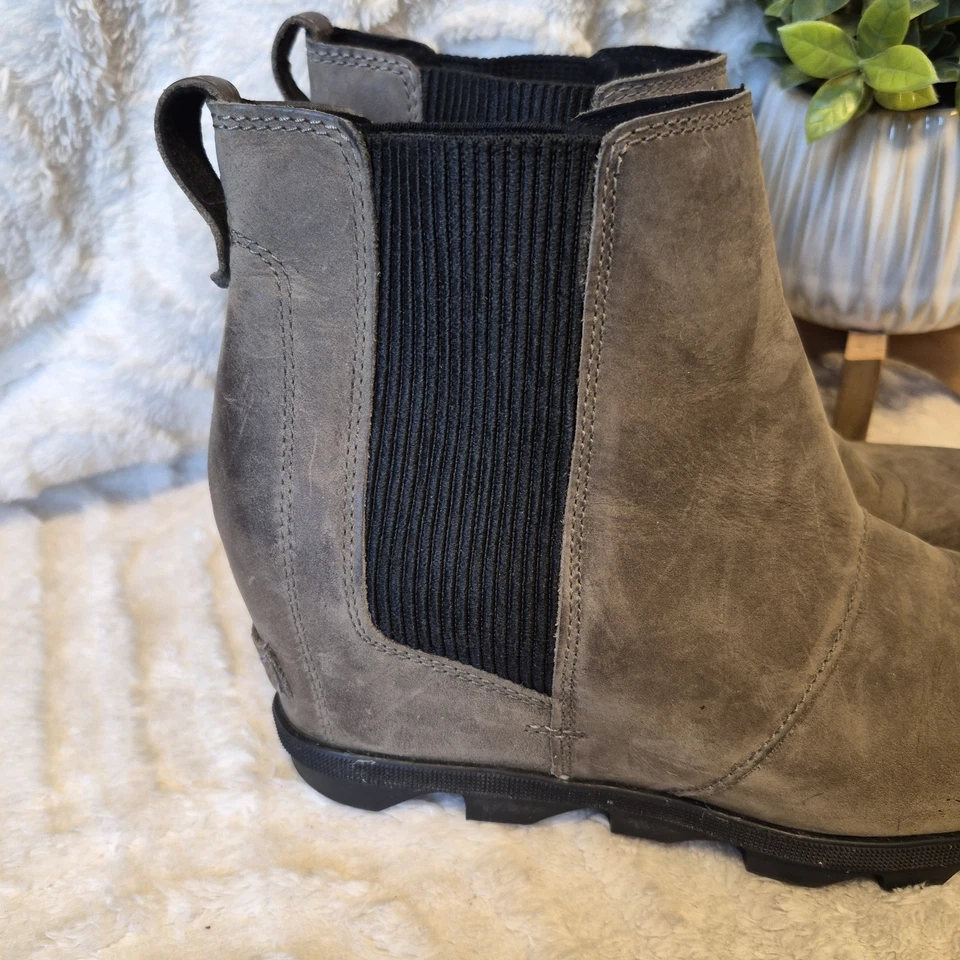 Botas Chelsea Sorel Joan Of Arctic II Cuña Impermeables Talla 10 Gris Gamuza Suela Foto 4 de 4