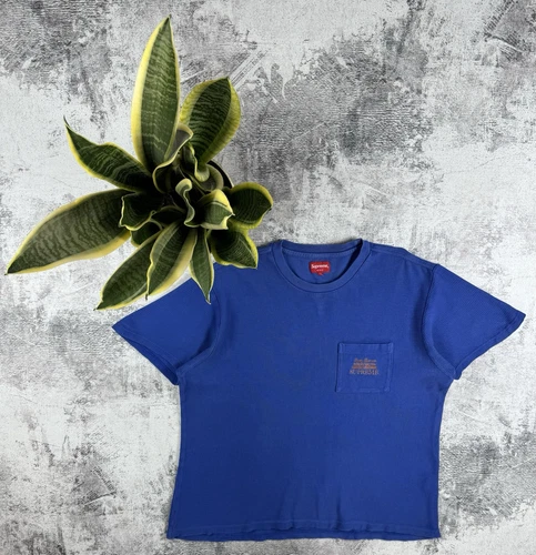 T shirt décontracté Supreme Waffle Pocket bleu FW19 skate 2019 maillot hip hop