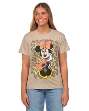 Disney Women's Minnie Mouse Distressed Classic Pose Leopard T-Shirt (S)