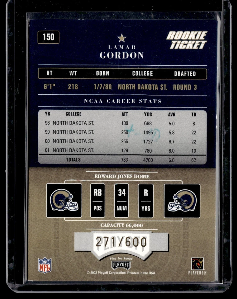 2002 Playoff Contenders #150 Lamar Gordon Auto RC - Image 2 of 2