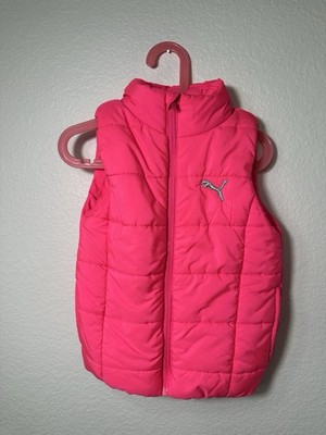 Puma Girls Puffer Vest Pink Sleeveless Jacket Size XS 5-6