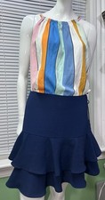 Mini Ralph Lauren Skirt In Gorgeous Blue Marine Color 2 Petite In Leather Detail