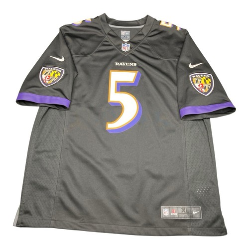 Maillot Nike On Field Baltimore Ravens #5 Joe Flacco XL noir cousu neuf sans étiquette - Photo 1/10