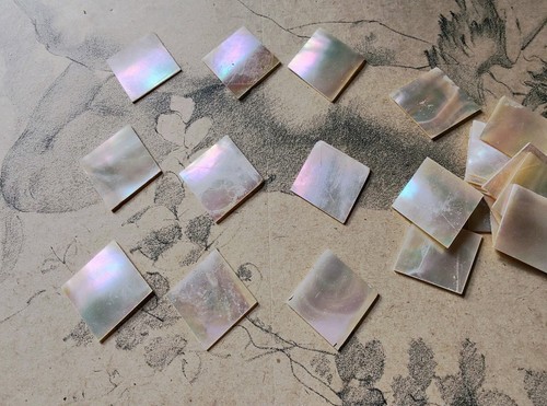 Mother Of Pearl Inlay Piece Blank Diamond Shaped Card Case Restoration Smooth - 第 1/4 張圖片