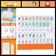 160 Pcs Floral Mahjong Set - 1.2" Hand-Carved Tiles for Tabletop Games - Orange