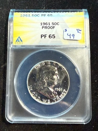 1961 FRAKLIN HALF DOLLAR ANACS PF 65 571