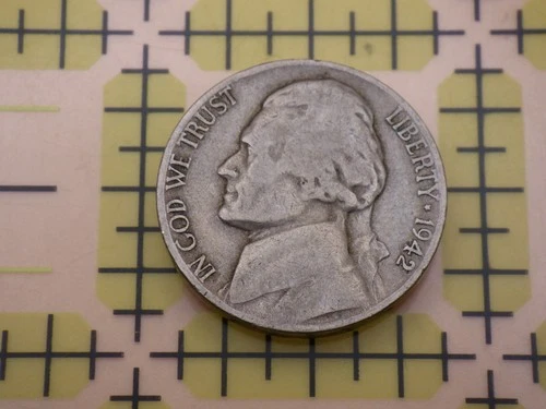 1942-D Jefferson Nickel Vintage US 5 Cent Coin WWII Era Circulated Denver Mint