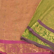 Sanskriti Vintage Green Sarees Pure Silk Zari Woven Brocade Banarasi 5Yd Sari