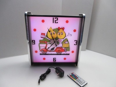 Esso scooter LED light up Advertising wall clock Brand New