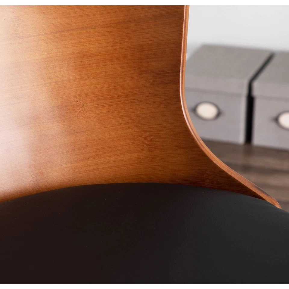 Silla Carson Carrington Valsbo de cuero sintético/nogal negra moderna de mediados de siglo Foto 4 de 4