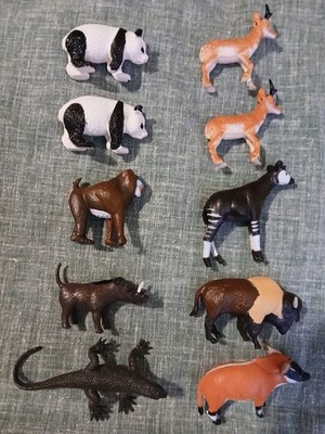 Vintage K&M Exotic Zoo Animal Figures Lot Panda Bison Warthog Okapi Komodo