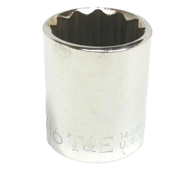 T&E Tools 14330 12 Pt. 15/16'' SAE 1/2'' Drive Socket ''MADE IN THE USA''