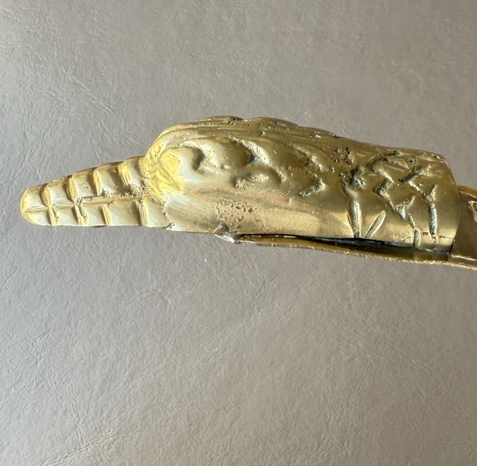 "Cinturón con forma de cabeza de serpiente de dragón de cocodrilo de metal de latón vintage 26""" Foto 2 de 4