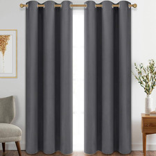 Grey Blackout Curtains for Bedroom Grommet Thermal Insulated Room Darkening Curt