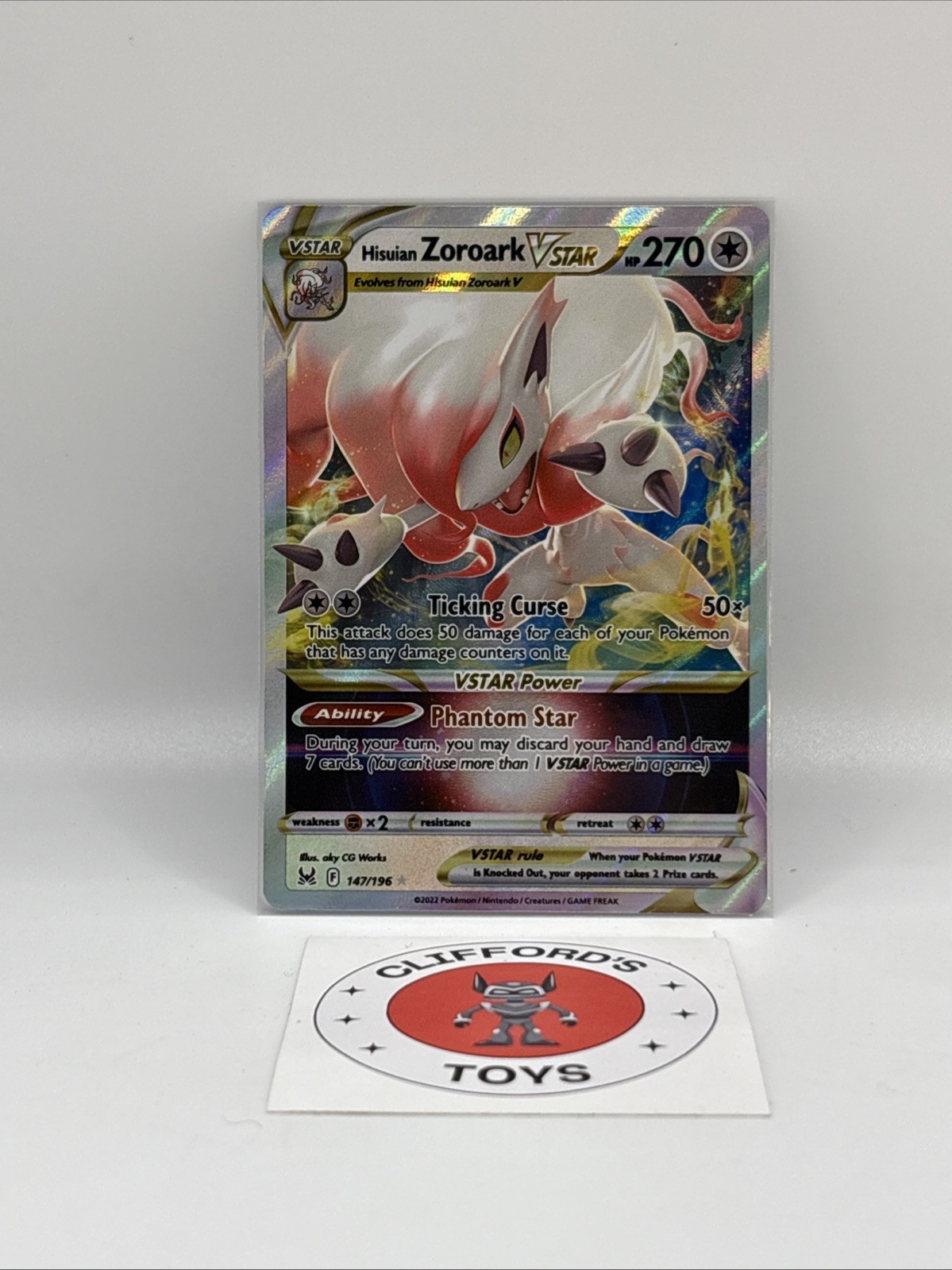 Pokemon Hisuian Zoroark VSTAR 147/196 Swsh11: Lost Origin Holo NM