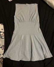 Reformation Mayve Knit Light Blue Fit & Flare Sleeveless Short Dress Size M