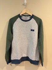 L.L. Bean Quilted Crewneck Sweatshirt Men's Medium LL Bean Gray/Green/Blue