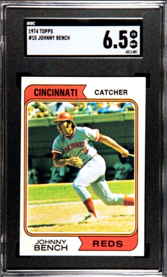 1974 Topps #10 Johnny Bench (HOF) SGC 6.5 ~ Decent Centered Front & Back