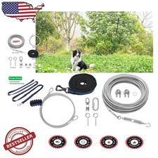 Long 200ft Dog Lead Cable - Durable Stainless Steel, Elastic Bungee, Yard Safety